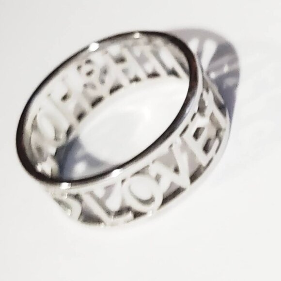NEW LOVE HOPE RING BAND SZ 7 SILVER PLATED PROTECTION BLESSING - Picture 4 of 5